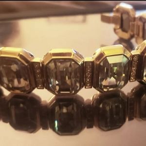 Vintage Judith Leiber  Crystal Swarovski Panel bracelet clear and yellow crystal